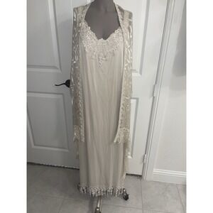 Vintage Martin Mccrea Wedding Dress Gown Boho Size Large With Lace Detail Shawl